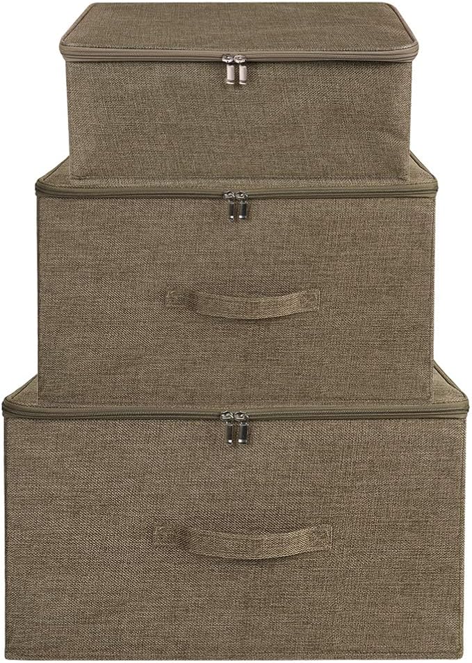 ANMINY Storage Bins with Zipper Lids 51.9 Qt Lidded Fabric Storage Boxes