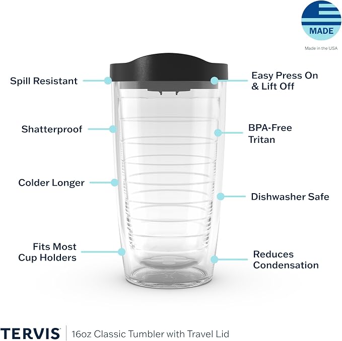 Tervis Tropical Animal Collection Made in USA Double Walled Insulated Tumbler Travel Cup Keeps Drinks Cold & Hot, 16oz, Turtle