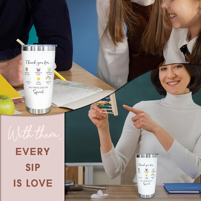 Teacher Appreciation Gifts from Student – Thank You Tumbler for Women Men Teachers – End of Year, Christmas, Birthday, Back to School Gift for Preschool, Kindergarten, Elementary Educators