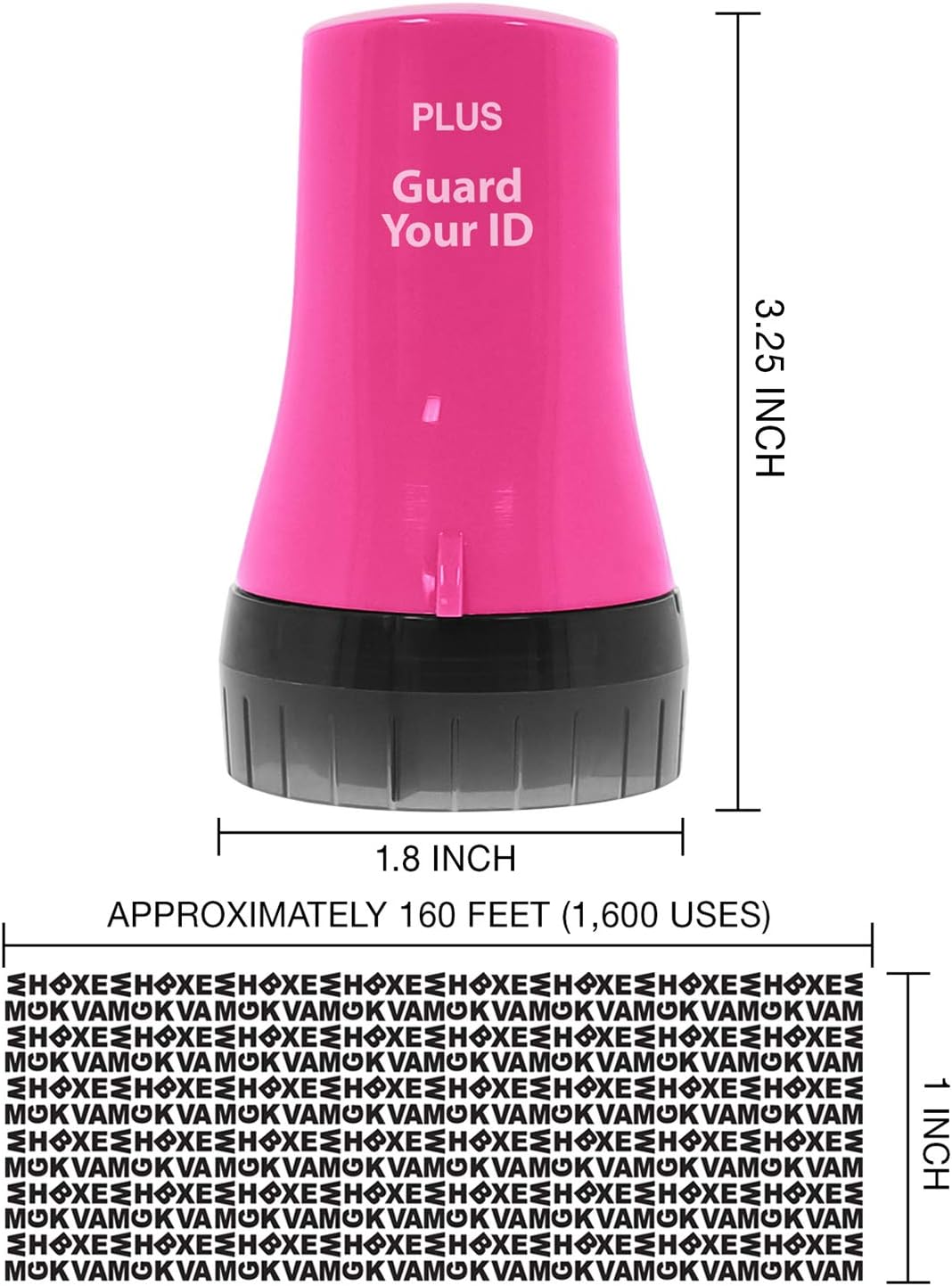 Guard Your ID Wide Advanced Roller 2.0 Identity Theft Prevention Security Stamp Pink