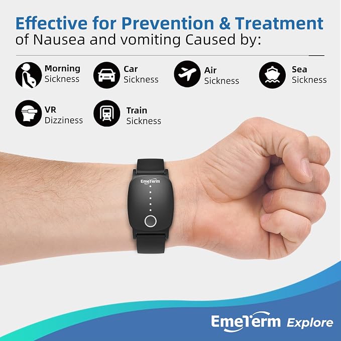 EmeTerm Explore FDA-Cleared Anti-Nausea Wristband IP67 Waterproof Morning