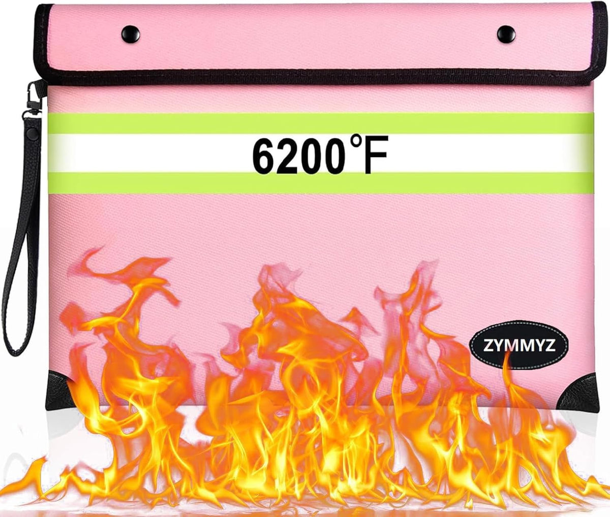 6200°F Upgraded Fireproof Document Bag with Waterproof Zipper,9 Layers of Heat Insulated Materials,Fireproof Money Bag for Cash,Valuables and Important Documents（Not Suitable for A4 Files）