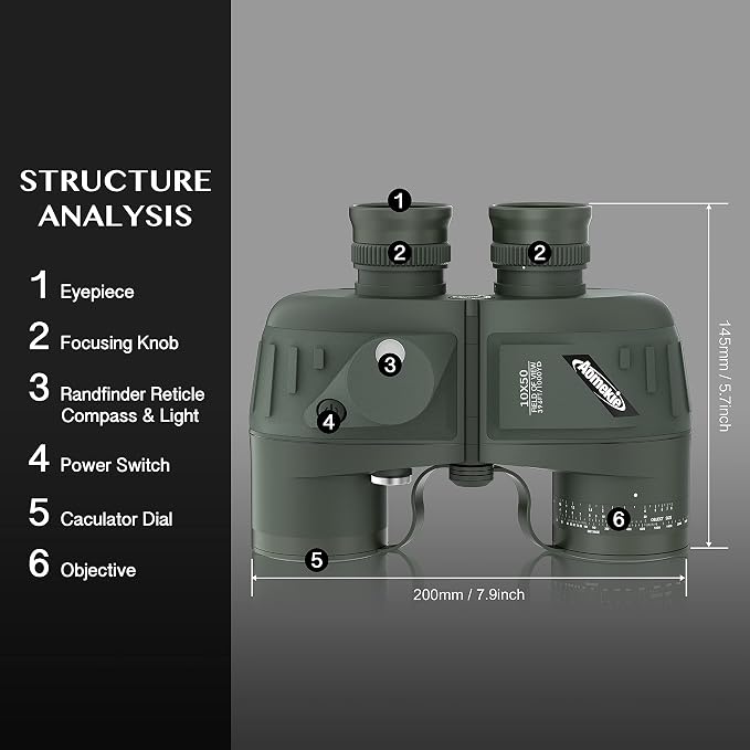 AOMEKIE Marine Binoculars for Adults 10x50 Waterproof Binoculars