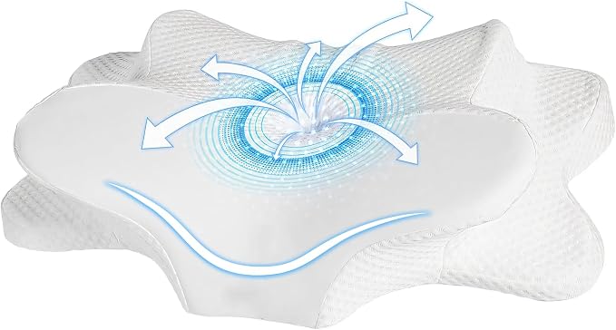Cervical Neck Pillow for Sleeping, Dual Height Contour Memory Foam Pillow for