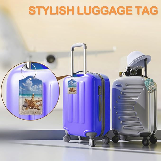 Starfish on Sunny Beach 3 PCS PU Leather Luggage Tags