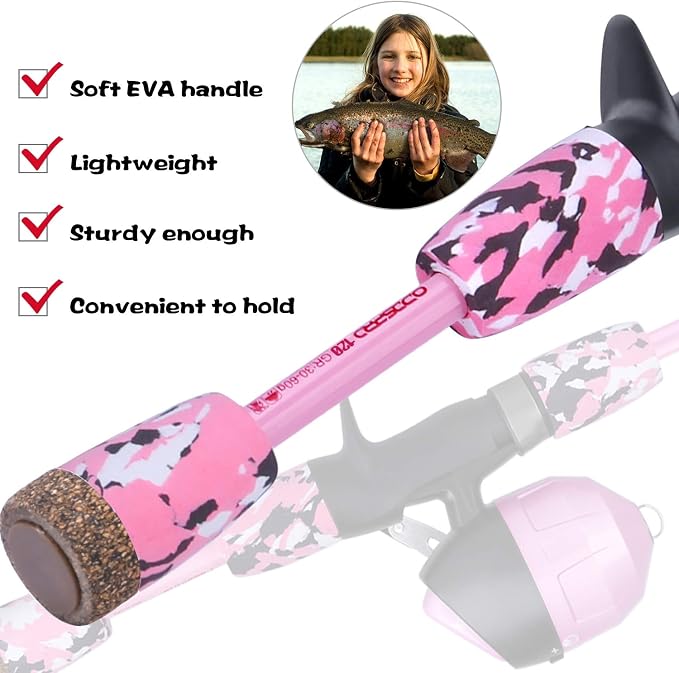 ODDSPRO Kids Fishing Pole Pink, Portable Telescopic Fishing Rod and Reel Combo