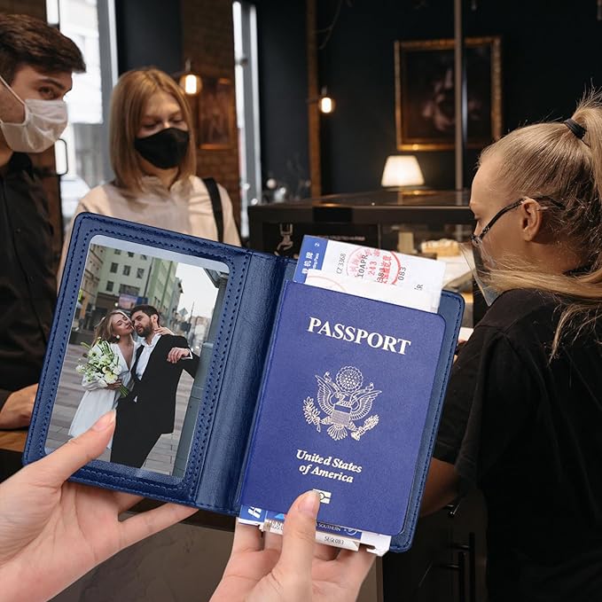 Herain Black & Dark Blue Passport Holder