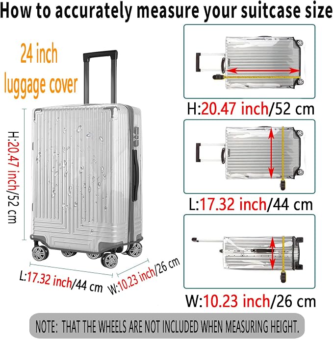 24 Inch Clear PVC Luggage Cover Protectors Suitcase Covers