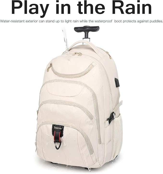 Boavan Rolling Backpack for Women, 17.3 Inch Wheeled Laptop Backpack, Large