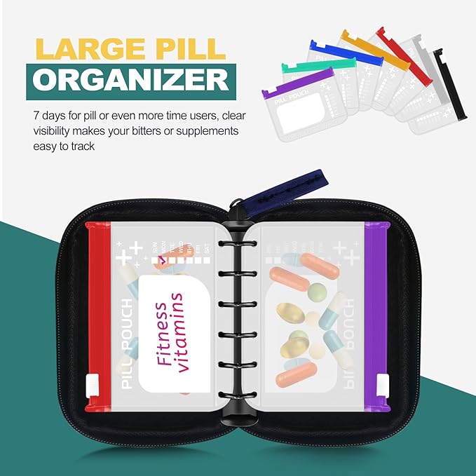 A7-L Timueetech Water-Proof Pill Pouch Set, BPA Free, A7-L Pill Loose-Leaf