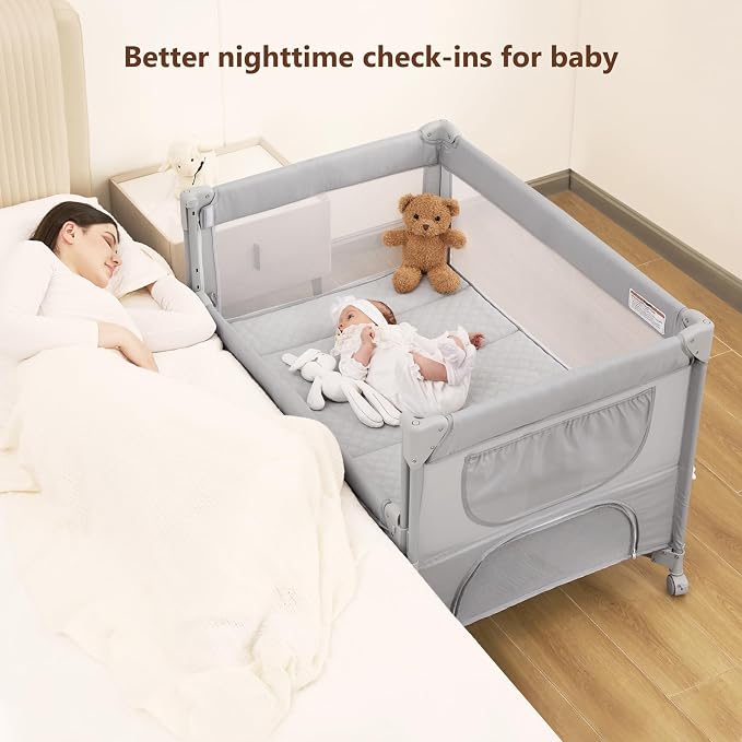 ANGELBLISS Baby Bassinet Bedside Crib, Pack and Play