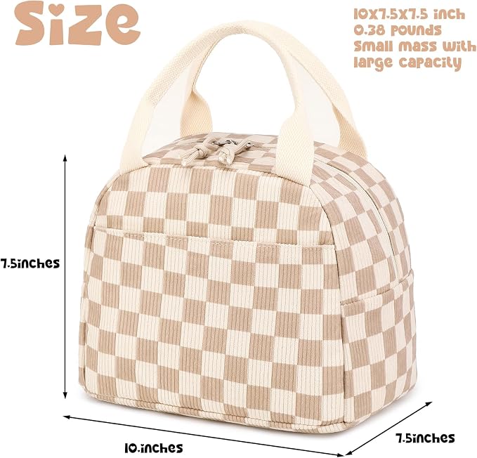 Bluboon Lunch Bag for Women Men Cute Corduroy Lunch Tote Bags Reusable
