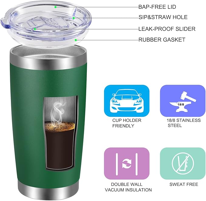 VEGOND 20oz Tumbler with Lid and Straw Stainless Steel Tumbler Cup Vacuum