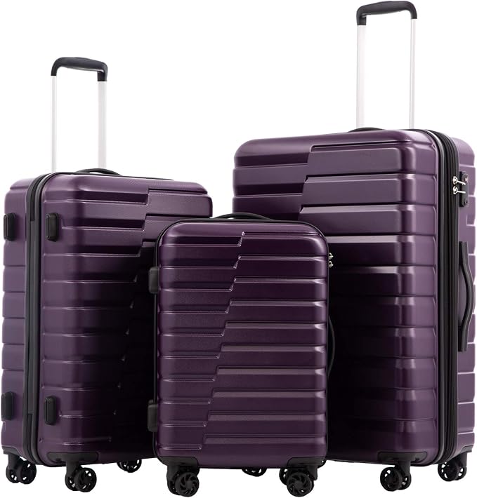 COOLIFE Luggage Expandable Suitcase PC ABS TSA Luggage 3 Piece Set Lock Spinner