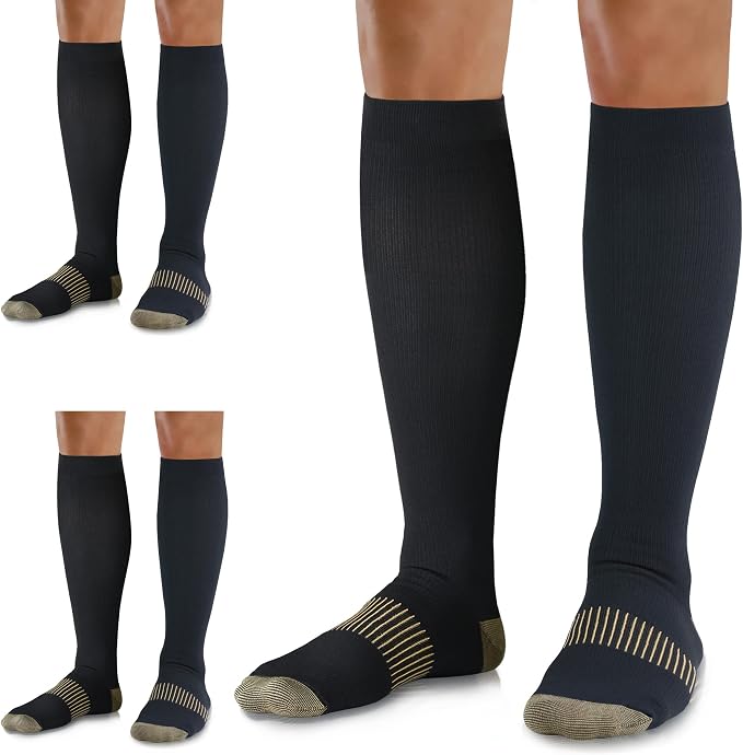 Medical Compression Socks for Women and Men 3 Pairs 20-30 mmHg Knee High