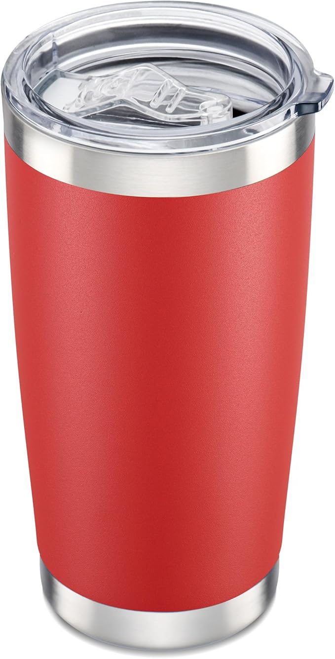 20 oz Tumbler with Lid Stainless Steel Double Wall Vacuum Insulated Tumblers Powder Coated Cups Travel Mug Keep Drinks Cold and Hot, Wine Red