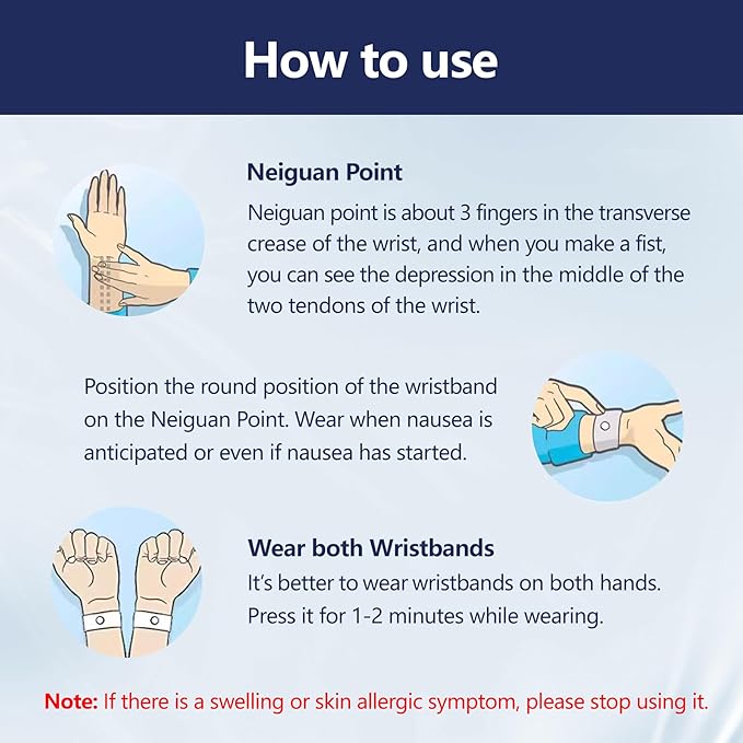 Motion Sickness Wristband, Anti-Nausea Acupressure Wrist Band