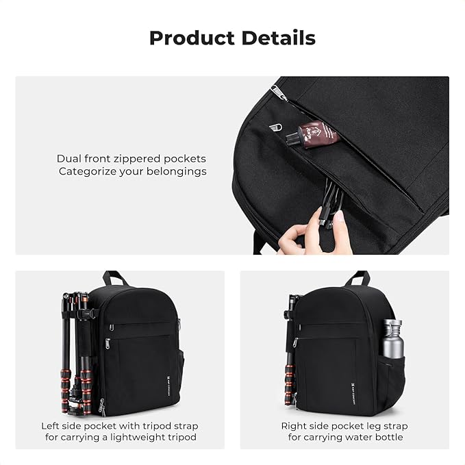 K&F CONCEPT Lightweight Camera Backpack Bag, Professional Photography Bag