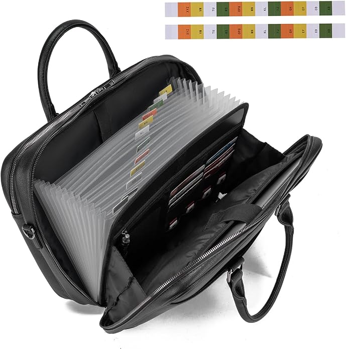 Accordian File Organizer with Handle, 15.6 in Laptop Bag Portable Document