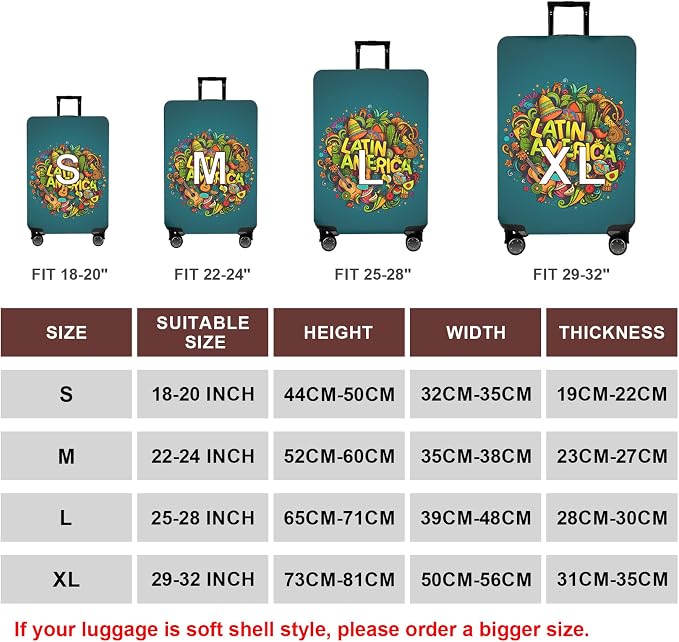 WUJIAONIAO Travel Luggage Cover Baggage Suitcase Cover Protector Skins 18-32