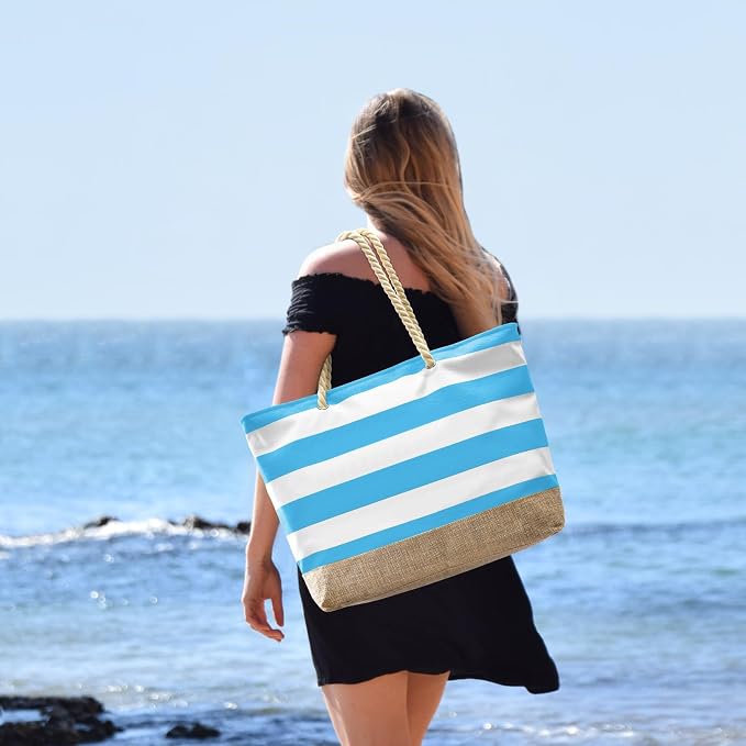 Becokan Beach Bag Initial Beach Tote