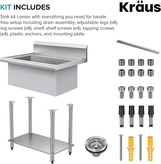 KRAUS Standart Pro 32 Inch 18-Gauge Stainless Steel Scullery Sink, 24 Gallon