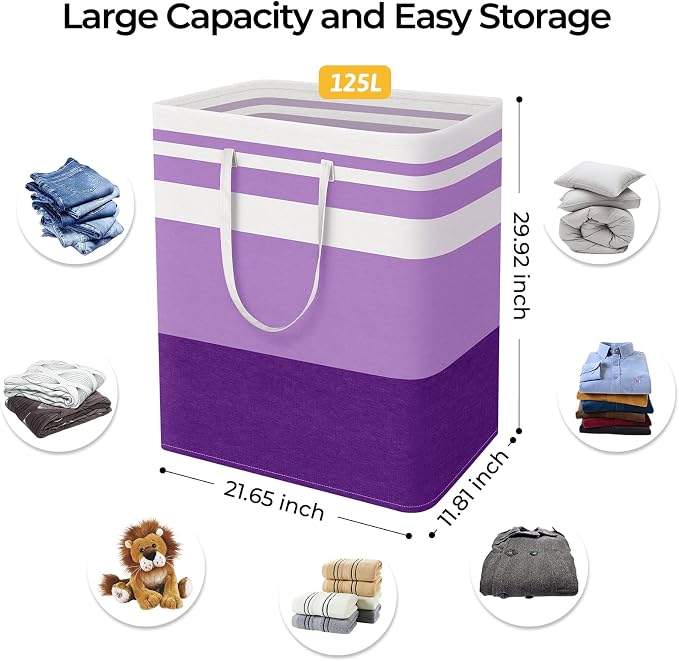 HomeHacks 2 Pack Large Laundry Baskets, Waterproof, Freestanding Laundry Hampers
