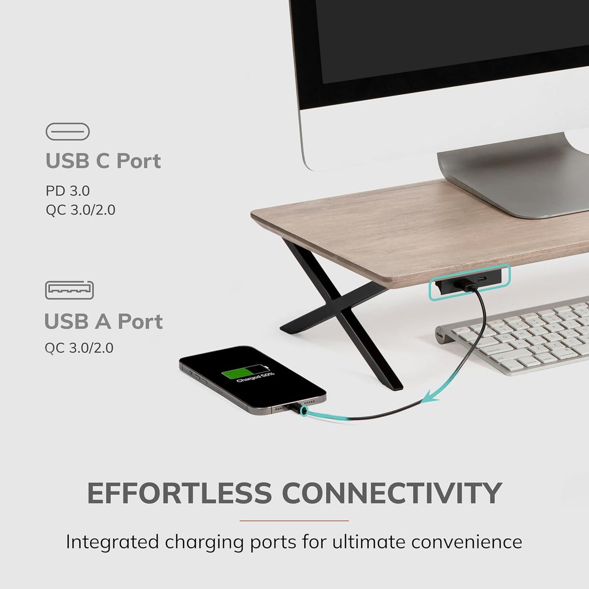 Anji Mountain Monitor Stand - Desktop Organizer & Laptop Riser, Ergonomic Monitor Riser, Space-Saving Monitor Stand for Desk, Durable Construction, Easy Assembly, Ideal for Home & Office,Biscotti