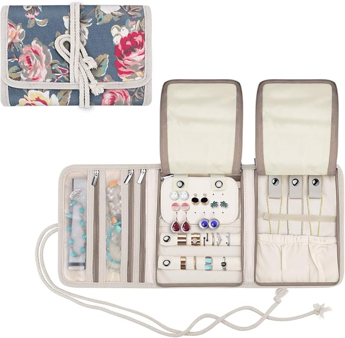Teamoy Travel Jewelry Roll, Jewelry Storage Bag Organizer