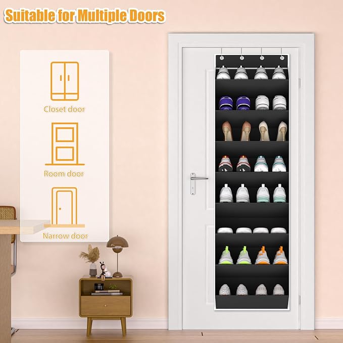 Over The Door Shoe Organizer Storage Fit 16-24 Pairs Hanging Shoe Rack Organiser