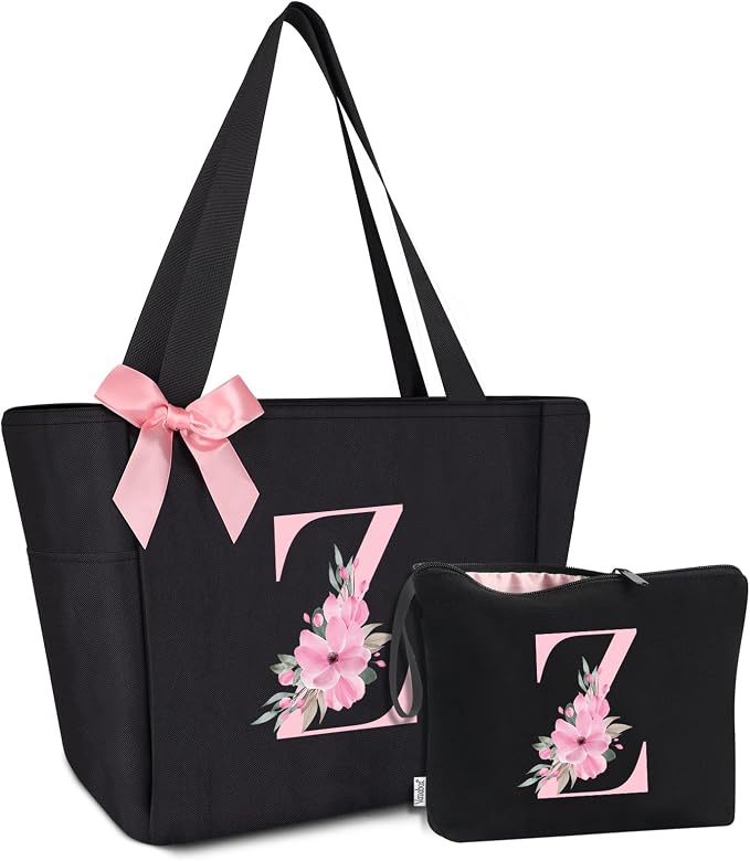 Vavabox Tote Bag, A-Z Initial Monogrammed Waterproof Tote Bag, Bridesmaid Gifts