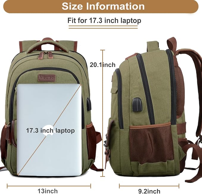 Mactso Canvas Travel Laptop Backpack