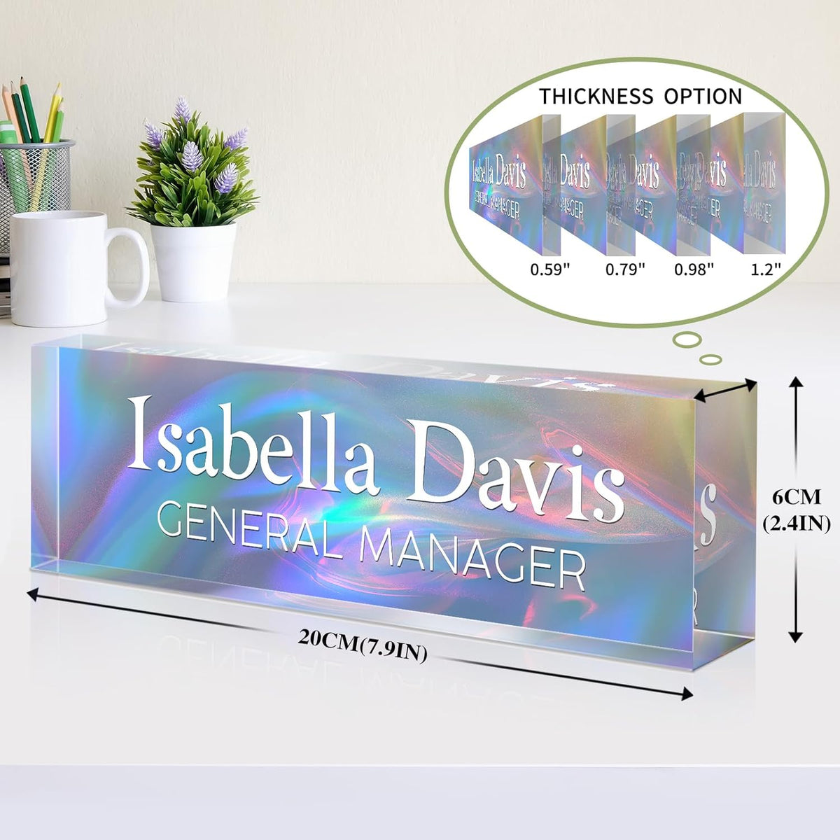 Custom Name Plate for Desk, Acrylic Office Decor For Women Men, Personalized Office Desk Accessories, Teacher Employee Appreciation Gifts For Social Worker Boss Coworkers (Mystery Color)