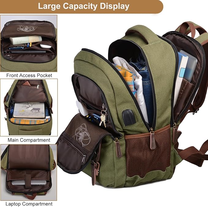 Mactso Canvas Travel Laptop Backpack