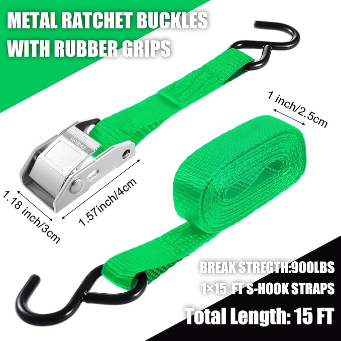 16 Pcs Cambuckle Tie Down Straps 1763lbs Break Strength Securing Straps 1'' x