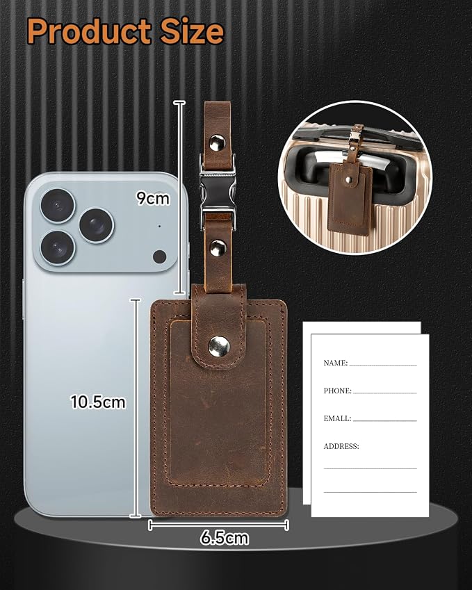 Premium Genuine Leather Luggage Tags