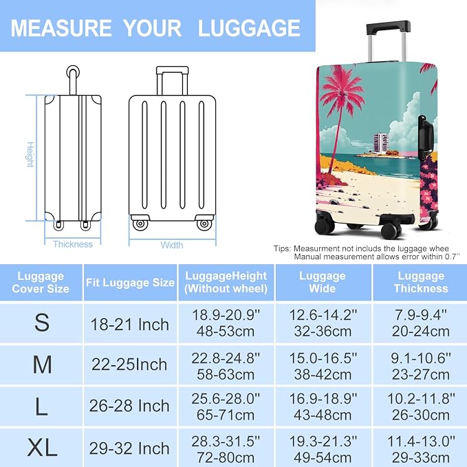 Luggage Cover Washable Suitcase Protector Anti-Scratch, Stretchable Fit