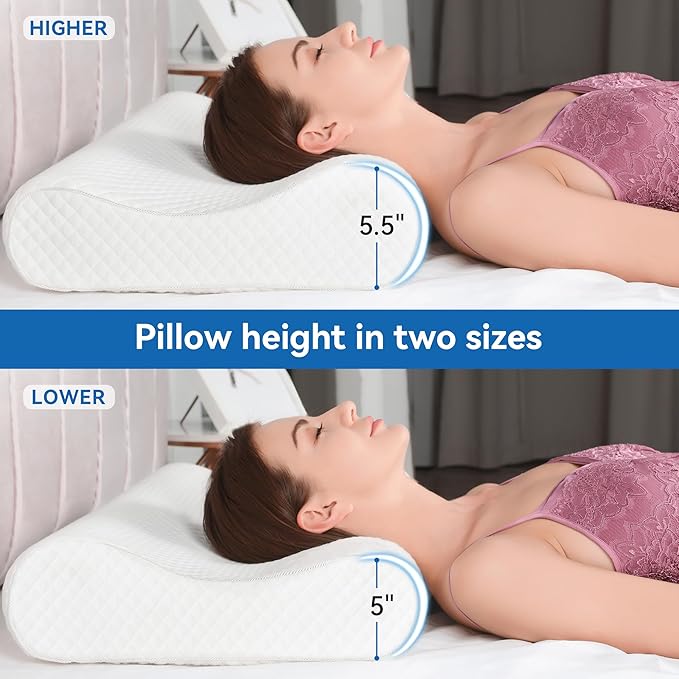 AM AEROMAX 32" King Size Contour Memory Foam Pillow, Cervical Pillow