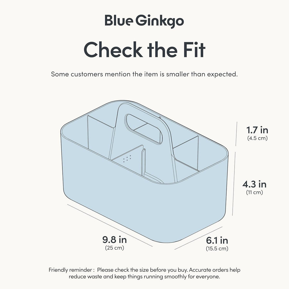 BLUE GINKGO Stackable Organizer Caddy – Korean-Made Portable Tote for Bathroom, Office, Crafts, or School Supplies (Rectangle, Blue)