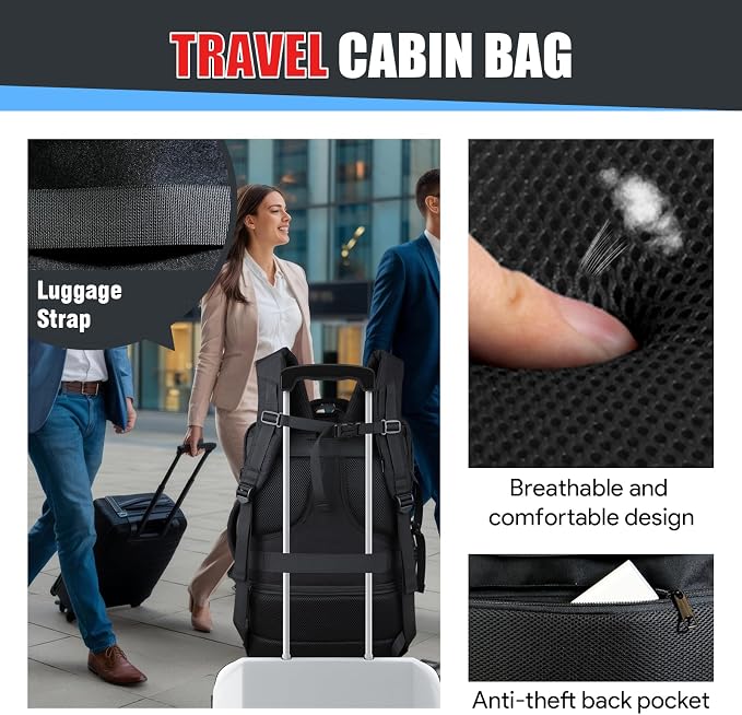 55L Extra Large Travel Backpack, Expandable 50L - 60L Carry On Backpack