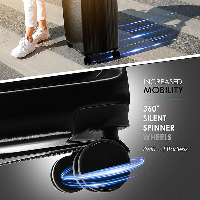 Hard Shell Luggage Sets with Spinner Wheels 4 Piece, Expandable Large Suitcases