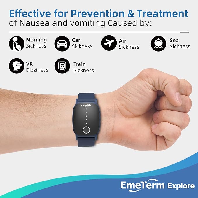 EmeTerm Explore FDA-Cleared Anti-Nausea Wristband IP67 Waterproof Morning