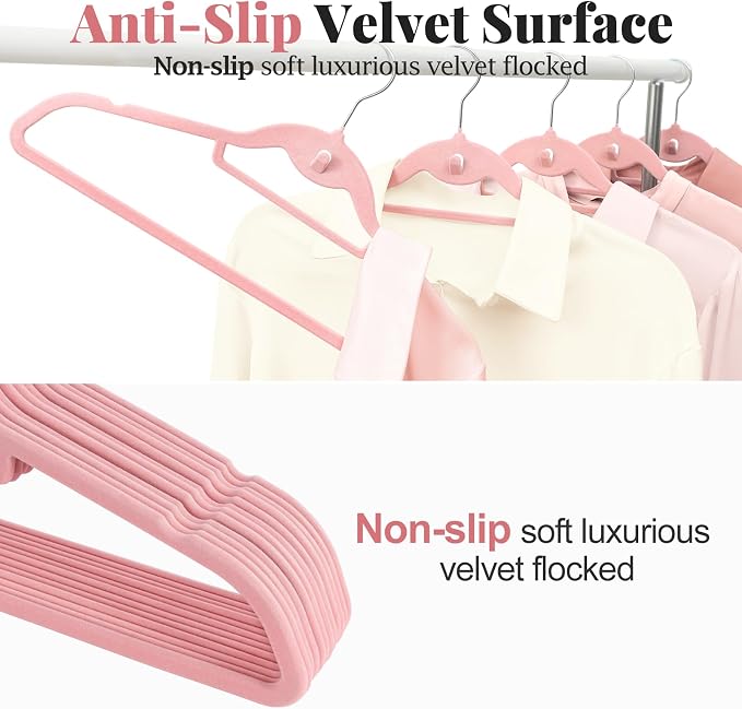 Velvet Felt Stackable Hangers 50 Pack, Non Slip,