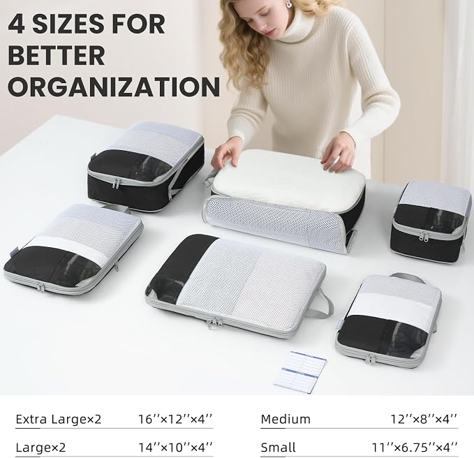 8 Set/6 Set/4 Set Compression Packing Cubes