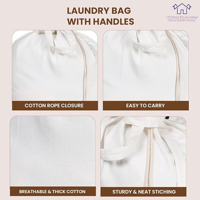 LFH Home Cotton Canvas Large Laundry Bag