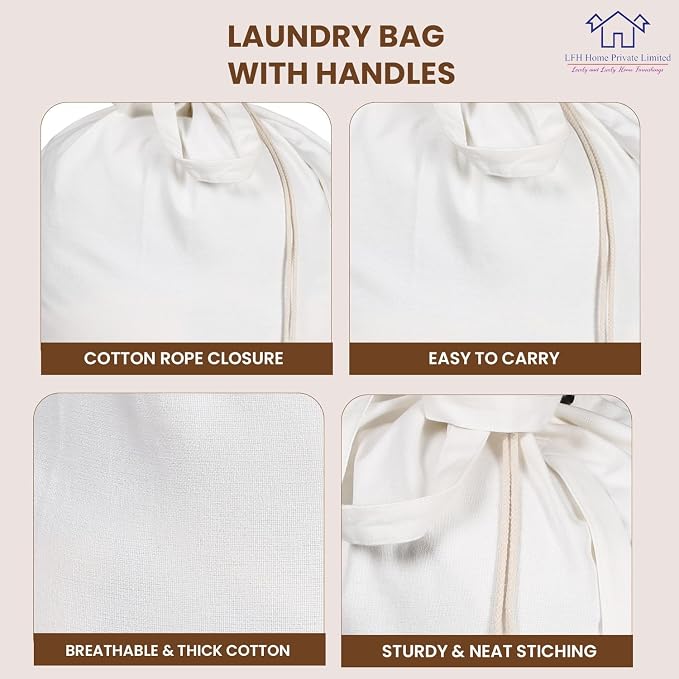 LFH Home Cotton Canvas Large Laundry Bag