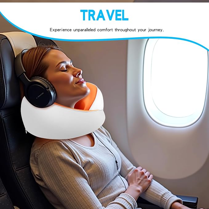 Adjustable Memory Foam White U-Shaped Travel Pillow
