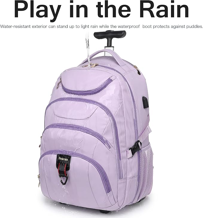 Boavan Rolling Backpack for Women, 17.3 Inch Wheeled Laptop Backpack, Large