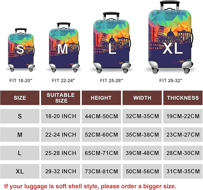 WUJIAONIAO Travel Luggage Cover Baggage Suitcase Cover Protector Skins 18-32
