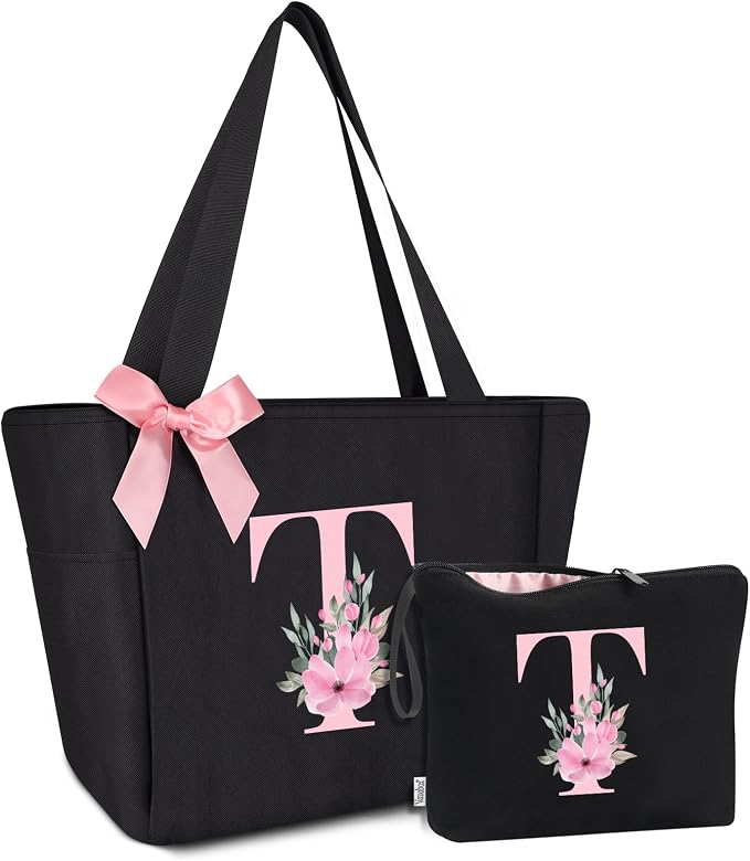 Vavabox Tote Bag, A-Z Initial Monogrammed Waterproof Tote Bag, Bridesmaid Gifts
